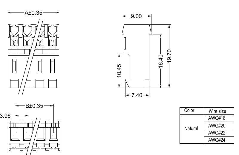 M7060(I)-N IDC dimensions ابعاد M7060(I)-N IDC