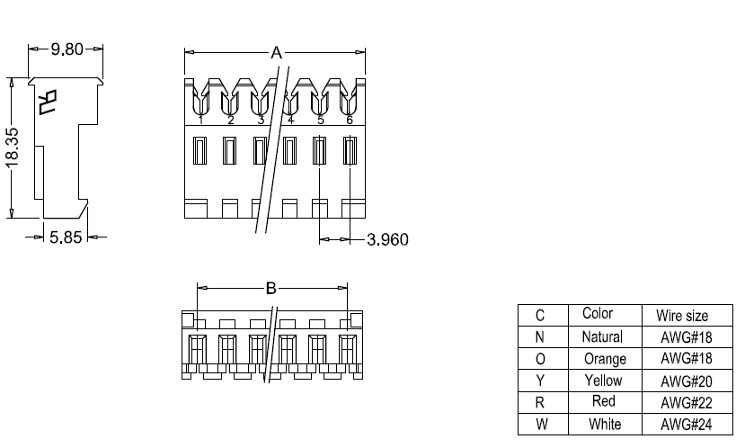 M7060-N-C IDC dimensions ابعاد M7060-NC IDC
