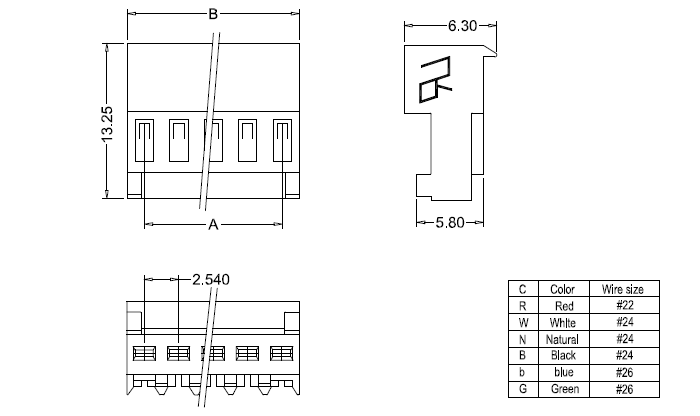 ابعاد IDC M2050-NCR (90 درجه).
