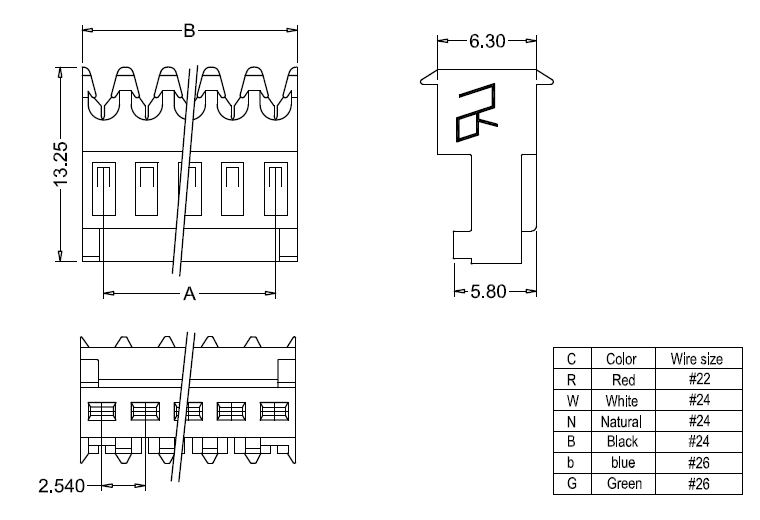 ابعاد IDC M2050-NCR (180 درجه).